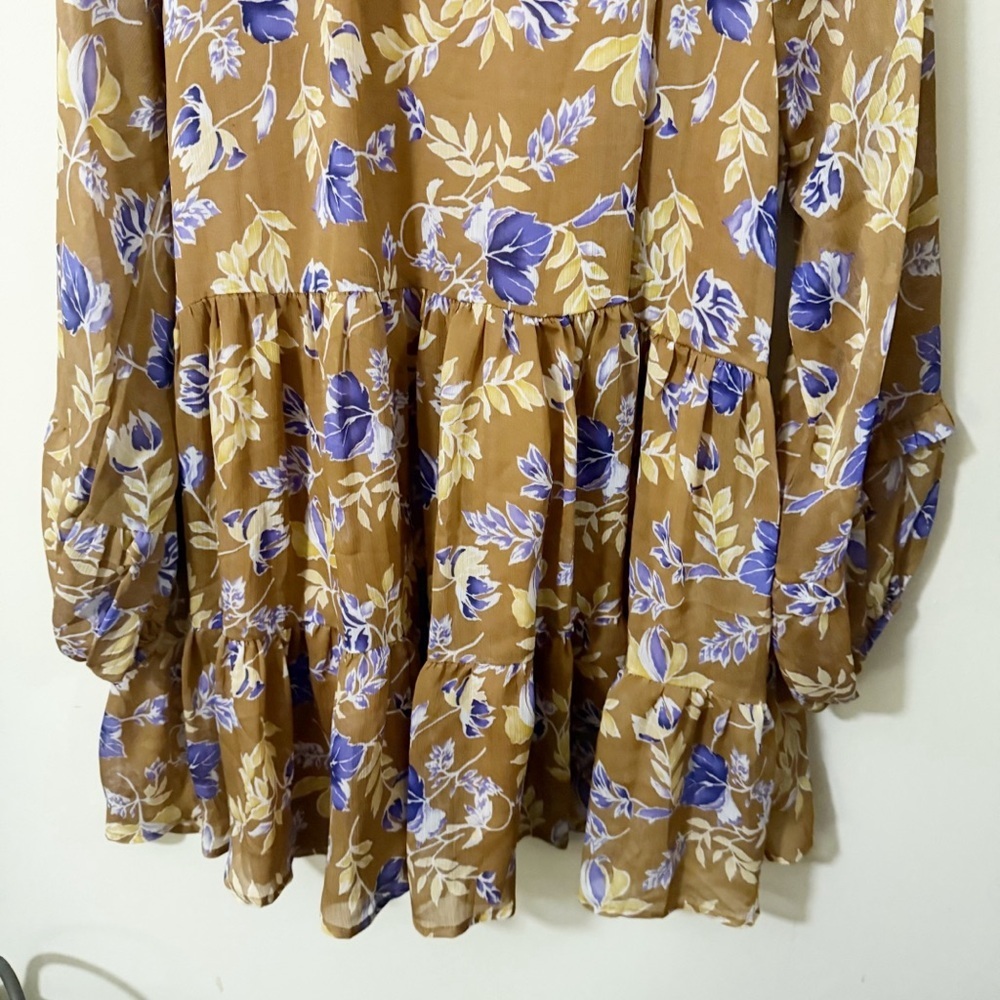 Altar'd State Womens Neutral Floral Long Sleeve Dress Size Large Fall - Picture 7 of 8
